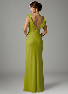 Azazie Kieryn Brudtärnklänningar Klä av Sjöjungfru i Stretch Satin Plisserad Citrongräs image5