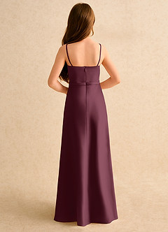 Azazie Fishie Girls Formal Flower Girl Dresses Cabernet A-Line Matte Satin Dress image7