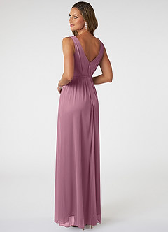 Azazie Tanicia Bridesmaid Dresses Vintage Mauve A-Line V-Neck Pleated Mesh Dress image4