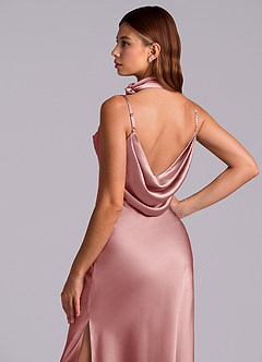 Azazie Yazmine Final Sale Dusty Rose Mermaid Pleated Stretch Satin Dress image2