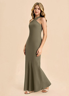 Azazie Doretta Junior Robe Fourreau en Mousseline de soie Plissée Vert Saule image4