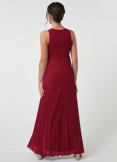 Azazie Lindie Junior Burgundy A-Line Pleated Chiffon Dress image2