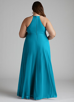 Azazie Annabelle Maternity Bridesmaid Dresses A-Line V-Neck Pleated Mesh Floor-Length Dress image8