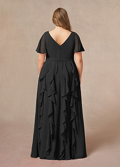 Azazie Watson Final Sale Black A-Line V-Neck Chiffon Dress image7