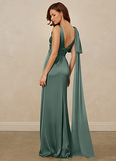 Christian Siriano Bridal for Azazie 1011 Bridesmaid Dresses Sea Moss Mermaid Bow Stretch Satin Dress image9