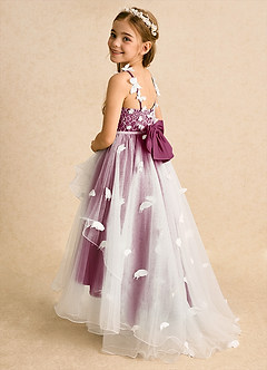 Azazie Darlina Flower Girl Dresses Ivory Mulberry Ball-Gown Lace Tulle Dress image8