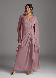 Azazie Manuella Mother of the Bride Dresses Dusty Rose A-Line V-Neck Pleated Chiffon Dress image10