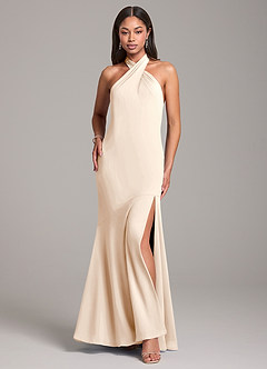 Azazie Lorena Final Sale White Alabaster Mermaid Pleated Chiffon Dress image1