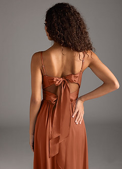 Azazie Zeya Bridesmaid Dresses Cedar Rose A-Line Pleated Stretch Satin Dress image4