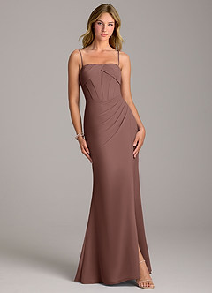 Azazie Chantel Bridesmaid Dresses Espresso Sheath Strapless Chiffon Convertible Dress image4