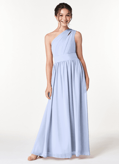 Azazie Molly Junior Ice A-Line Pleated Chiffon Dress image1