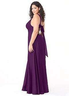 Azazie Christiana Bridesmaid Dresses Grape A-Line V-Neck Pleated Chiffon Dress image10