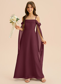 Azazie Moana Junior Linia A Pofałdowany Szyfon Długość podłogi Młodsza druhna Sukienka image4