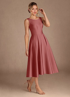 Azazie Fulton Moeder van de bruid jurken A-Lijn Jurk van Stretch Satijn Geplooid Antieke Roos image2