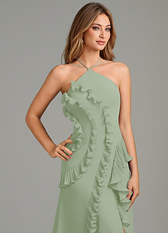 Azazie Yelena Bridesmaid Dresses Dusty Sage A-Line Ruched Chiffon Dress image7