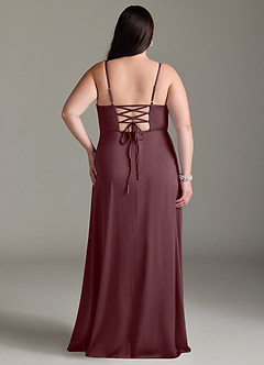 Azazie Marchella Bridesmaid Dresses Sangria A-Line Corset Stretch Satin Dress image8