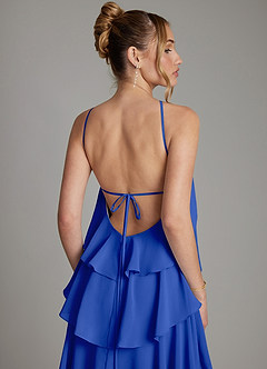 Azazie Deena Bridesmaid Dresses Royal Blue A-Line Ruched Chiffon Dress image6