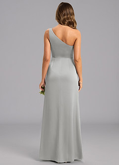 Azazie Phaedra 신부 들러리 드레스 A라인 한쪽 어깨 스트레치 새틴 바닥 길이 드레스 image2