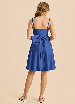 Azazie Bear Junior Robe Trapèze en Satin extensible Encolure en Forme de Cœur Bleu Roi image2