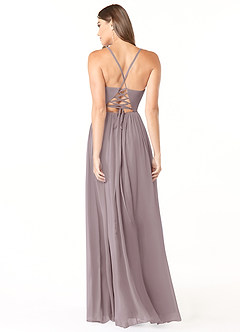 Azazie Aaida Bridesmaid Dresses Dusk A-Line Corset Chiffon Dress image2