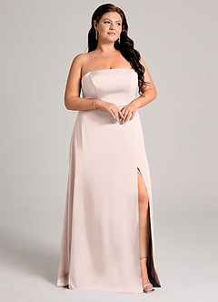Azazie Wren Bridesmaid Dresses Blushing Pink A-Line Strapless Stretch Satin Convertible Dress image12
