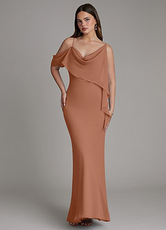 Azazie Yura Bridesmaid Dresses Bronzer Mermaid Off the Shoulder Chiffon Dress image4