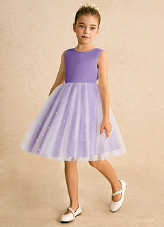 Azazie Esme Blumenmädchenkleider Ballkleid Schleifen Tüll Kleid Tahiti image5