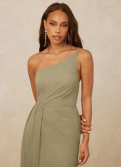 Christian Siriano Bridal for Azazie 1003 Bridesmaid Dresses Moss Green Sheath One Shoulder Chiffon Dress image4