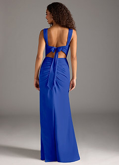 Azazie Jesaphine Bridesmaid Dresses Royal Blue Sheath Bow Chiffon Dress image2