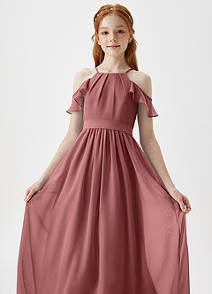 Azazie Chaya Junior Amethyst A-Line Off the Shoulder Chiffon Dress image1