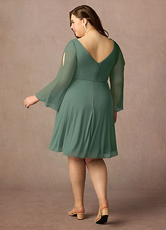Azazie Teraso Mother of the Bride Dresses Eucalyptus A-Line Pleated Mesh Dress image10