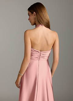 Azazie Tessie Bridesmaid Dresses Rosette A-Line Pleated Stretch Satin Dress image7