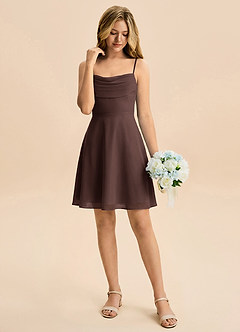 Azazie Bear Junior Ganache A-Line Pleated Chiffon Dress image3