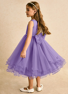 Azazie Lass vestidos de niña de las flores Vestido de Tahití de Tul de Corte En A con Lazo image3