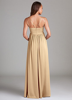 Azazie Emree Maternity Bridesmaid Dresses A-Line Stretch Satin Floor-Length Dress with Pockets image2