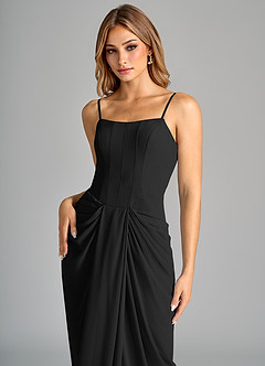 Azazie Anaïs Bridesmaid Dresses Black Sheath Strapless Chiffon Dress image7