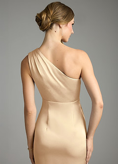 Azazie Emorie Brautjungfernkleider Etui One-Shoulder Stretch-Satin Kleid Champagner image5