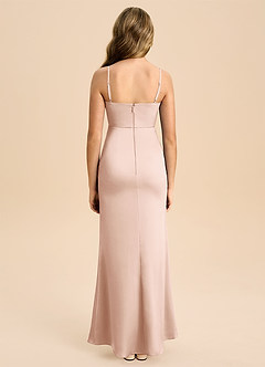 Azazie Buzzy Junior Robe Fourreau en Satin extensible Plissée Or Rose image2