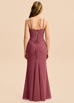 Azazie Sorrel Junior Merlot Mermaid Pleated Chiffon Dress image7
