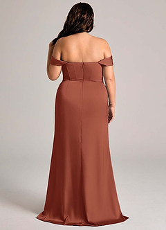 Azazie Johana Vestidos de damas de honor Vestido de Castaño de Satén Elástico de Corte Sirena Convertible con Vestidos sin tirantes image11