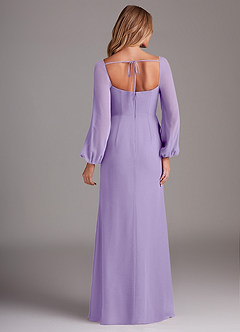 Azazie Charissa Bridesmaid Dresses Lilac Sheath Long Sleeve Chiffon Dress image6