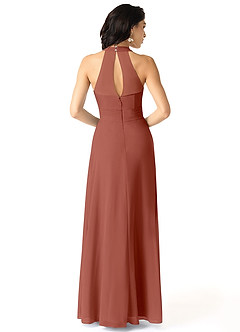 Azazie Danica Bridesmaid Dresses Auburn A-Line Pleated Chiffon Dress image2