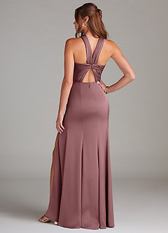 Azazie Rue Bridesmaid Dresses Vintage Mauve A-Line Pleated Stretch Satin Dress image7