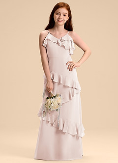 Azazie Evara Junior Vestido de Pétalo De Rosa de Gasa de Corte en A image4