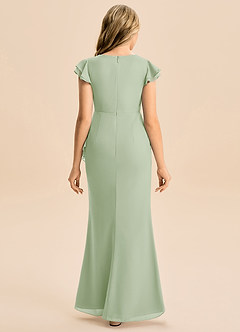 Azazie Julie Junior Dusty Sage Mermaid Ruched Chiffon Dress image5