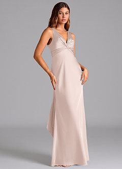 Azazie Hati Bridesmaid Dresses Blushing Pink Mermaid Stretch Satin Dress image4
