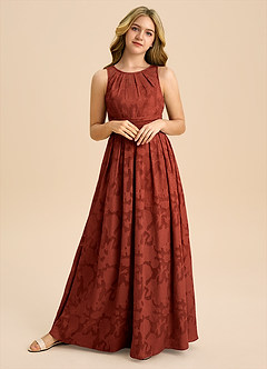 Azazie Bibiane Junior Klä av A-Line i Blommig Utbrändhet Plisserad image8