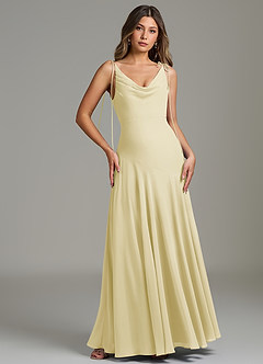 Azazie Dawn Bridesmaid Dresses Lemon Sorbet Mermaid Pleated Chiffon Dress image4