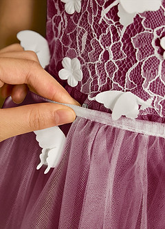 Azazie Darlina Flower Girl Dresses Ivory Mulberry Ball-Gown Lace Tulle Dress image12