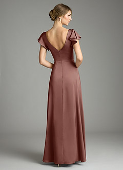 Azazie Omari Bridesmaid Dresses Espresso A-Line Stretch Satin Dress image2